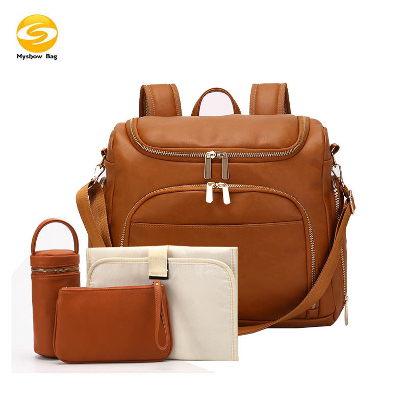 Cross-border Hot Sale Source Factory Direct Supply PU Mummy Bag, Multifunctional New Style Mummy Backpack Backpack Mother And Baby Bag