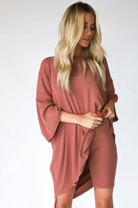 Spring And Summer New All-match Loose Large Size Women&#039;s Clothing European And American Casual Home Short-sleeved T-shirt Shorts Set