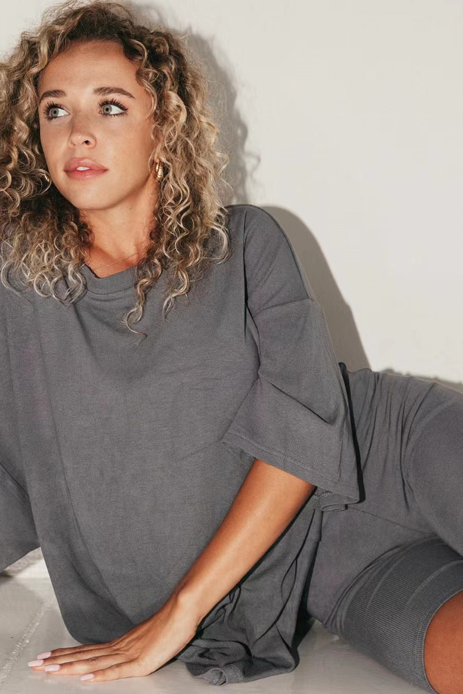 Spring And Summer New All-match Loose Large Size Women&#039;s Clothing European And American Casual Home Short-sleeved T-shirt Shorts Set