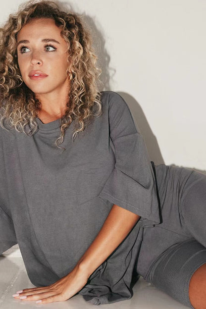 Spring And Summer New All-match Loose Large Size Women&#039;s Clothing European And American Casual Home Short-sleeved T-shirt Shorts Set