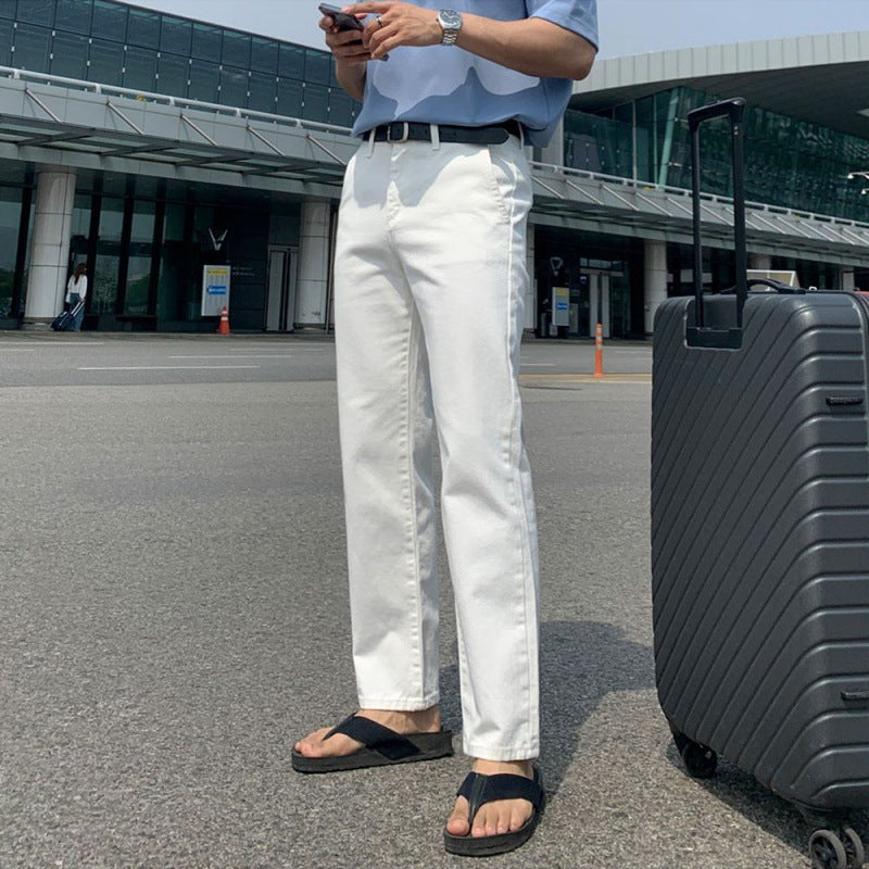 Summer Thin White Jeans Men&#039;s Korean-style Trendy Straight Casual Pants All-match Slim Long Pants