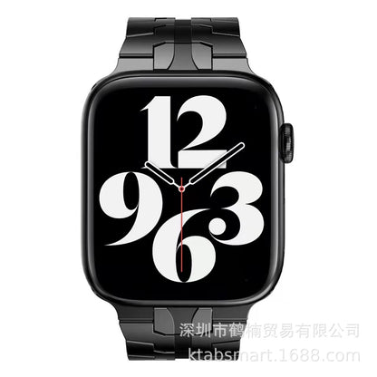 Applicable To The Trend Of Apple Watch Iwatch Strap 1-7 Generation New Siamese Iron Man Stainless Steel Metal Strap