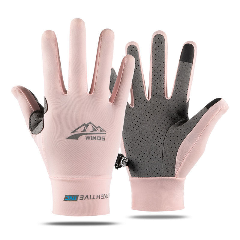 Spring And Summer Cycling Gloves Men&#039;s Thin Fishing Fitness Ice Silk Rider Leakage Two-Finger Riding Gloves