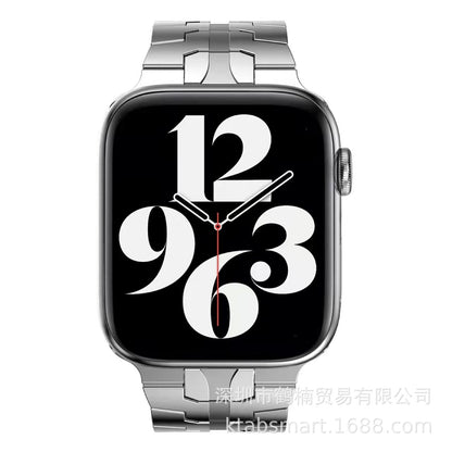 Applicable To The Trend Of Apple Watch Iwatch Strap 1-7 Generation New Siamese Iron Man Stainless Steel Metal Strap