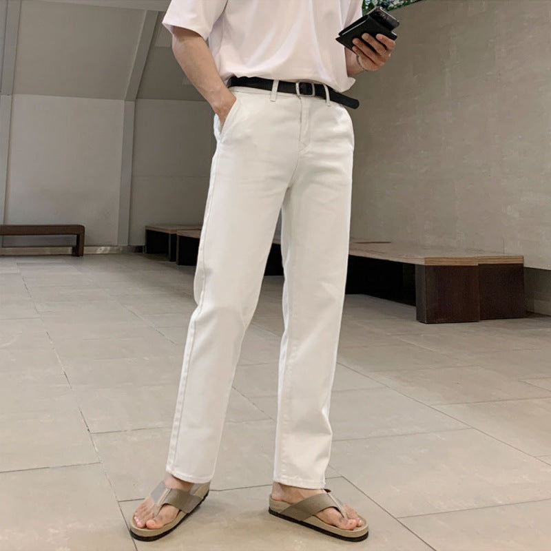 Summer Thin White Jeans Men&#039;s Korean-style Trendy Straight Casual Pants All-match Slim Long Pants