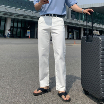 Summer Thin White Jeans Men&#039;s Korean-style Trendy Straight Casual Pants All-match Slim Long Pants