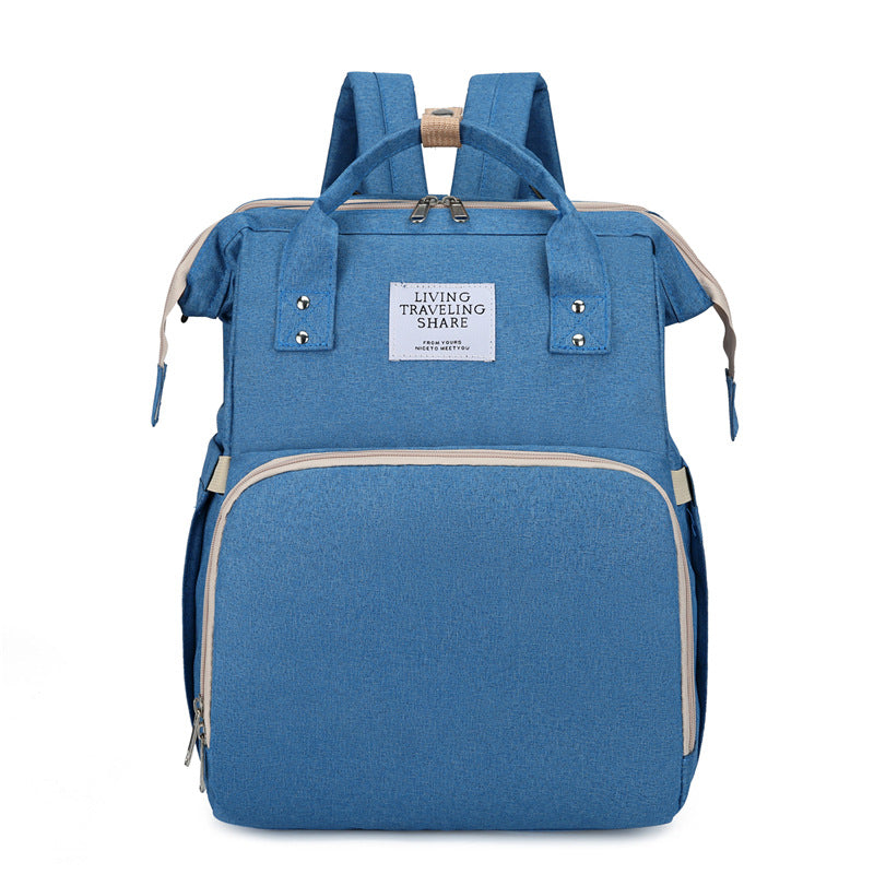 New Folding Mummy Bag Baby Bed Usb Shade Multi-function Backpack Large Capacity Maternal And Infant Travel Backpack