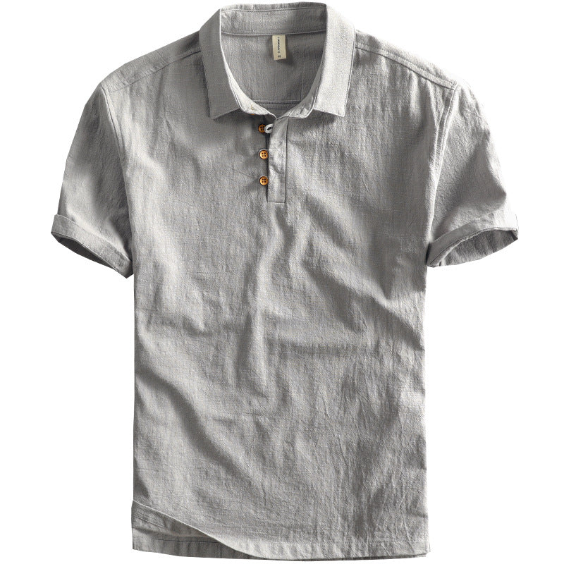 Spring And Summer New Men&#039;s Linen Shirt Slim-fit Pullover Short-sleeved Shirt Half-sleeved Vintage Shirt Guifan