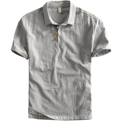 Spring And Summer New Men&#039;s Linen Shirt Slim-fit Pullover Short-sleeved Shirt Half-sleeved Vintage Shirt Guifan