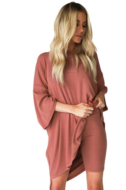 Spring And Summer New All-match Loose Large Size Women&#039;s Clothing European And American Casual Home Short-sleeved T-shirt Shorts Set
