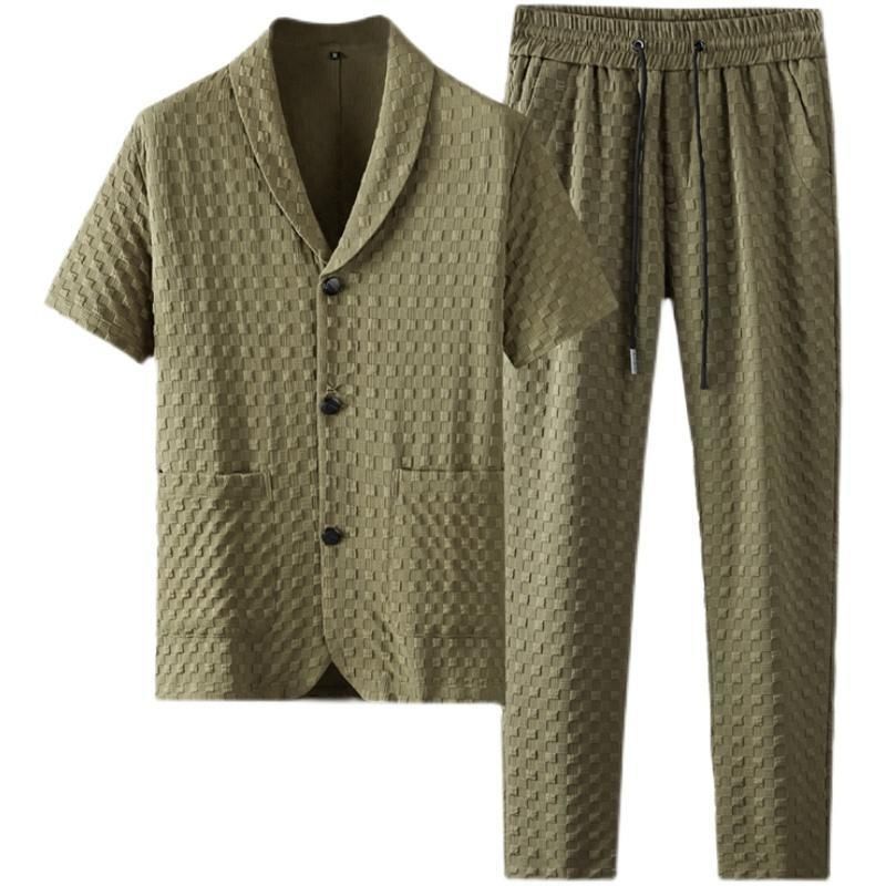 Short-sleeved Men&amp;#039;s Casual Plus-size Sports Suit With A Set Of Middle-aged And Elderly Men