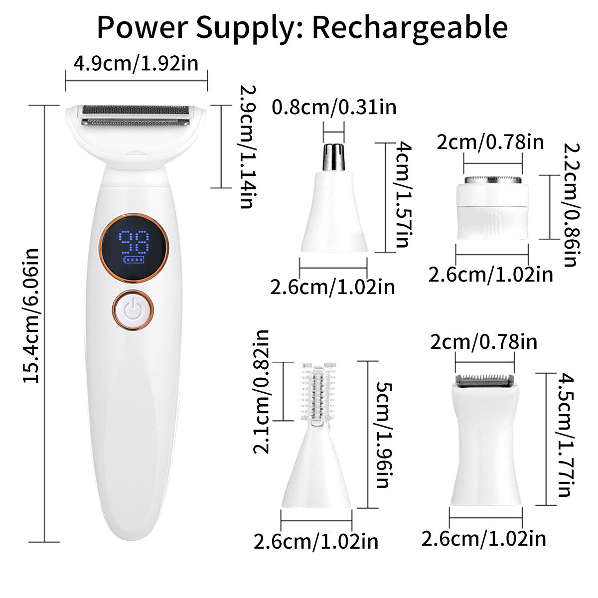 Amazon New Multifunctional Women&#039;s Hair Shaving Full Body Waterproof Type-C Rechargeable Hair Epilator Lithium Battery Digital Display