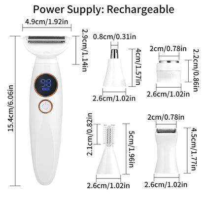 Amazon New Multifunctional Women&#039;s Hair Shaving Full Body Waterproof Type-C Rechargeable Hair Epilator Lithium Battery Digital Display