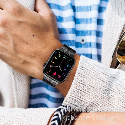 Applicable To The Trend Of Apple Watch Iwatch Strap 1-7 Generation New Siamese Iron Man Stainless Steel Metal Strap