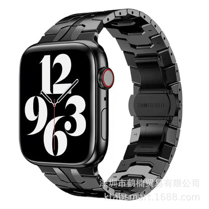 Applicable To The Trend Of Apple Watch Iwatch Strap 1-7 Generation New Siamese Iron Man Stainless Steel Metal Strap