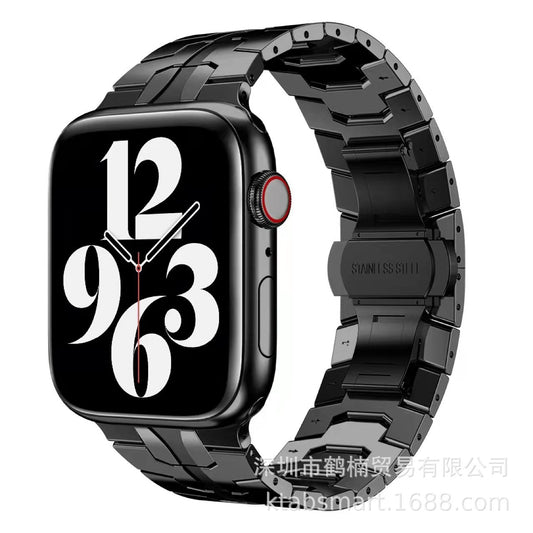 Applicable To The Trend Of Apple Watch Iwatch Strap 1-7 Generation New Siamese Iron Man Stainless Steel Metal Strap