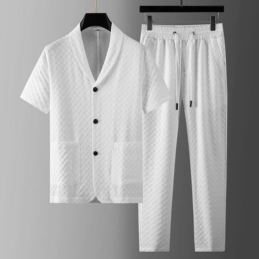 Short-sleeved Men&amp;#039;s Casual Plus-size Sports Suit With A Set Of Middle-aged And Elderly Men
