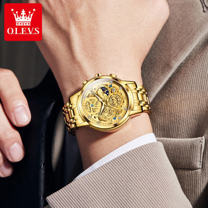 Oulishi Brand Watch Hollow Watch Plate Single Calendar Quartz Watch Men&#039;s Watch Men&#039;s Watch