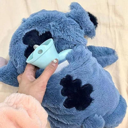 Stiffer Hot Water Bag Cartoon Shark Plush Hand Injection Bag Thickened Anti-Thick PVC Hand Warmer For Easy Removal And Washing