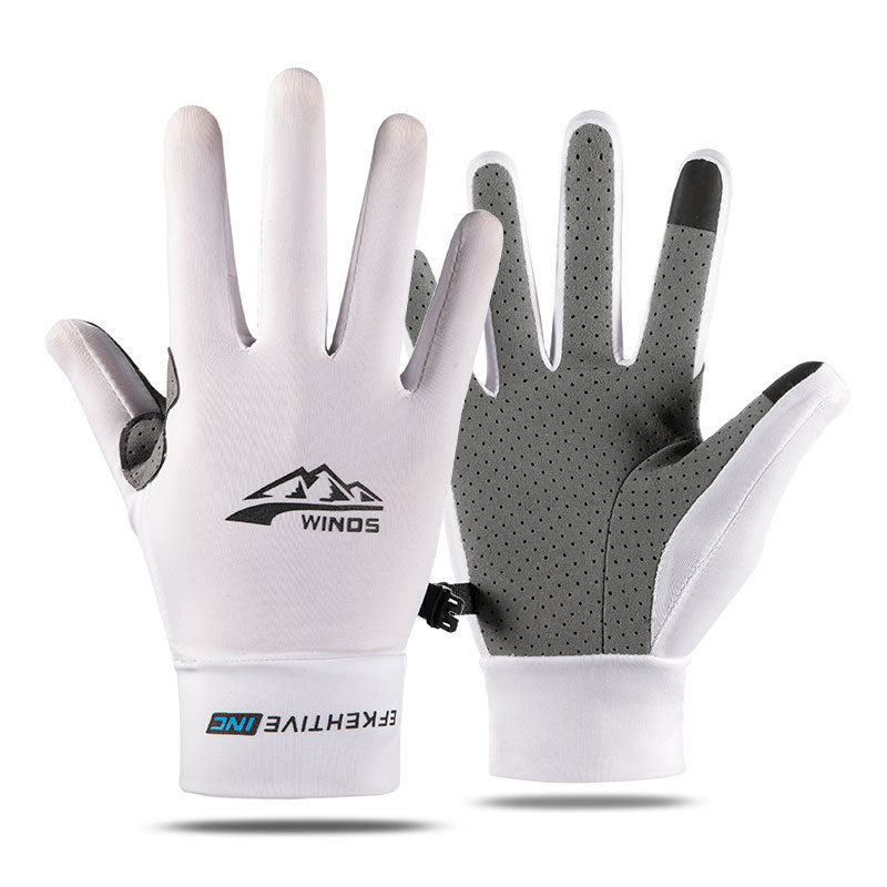 Spring And Summer Cycling Gloves Men&#039;s Thin Fishing Fitness Ice Silk Rider Leakage Two-Finger Riding Gloves