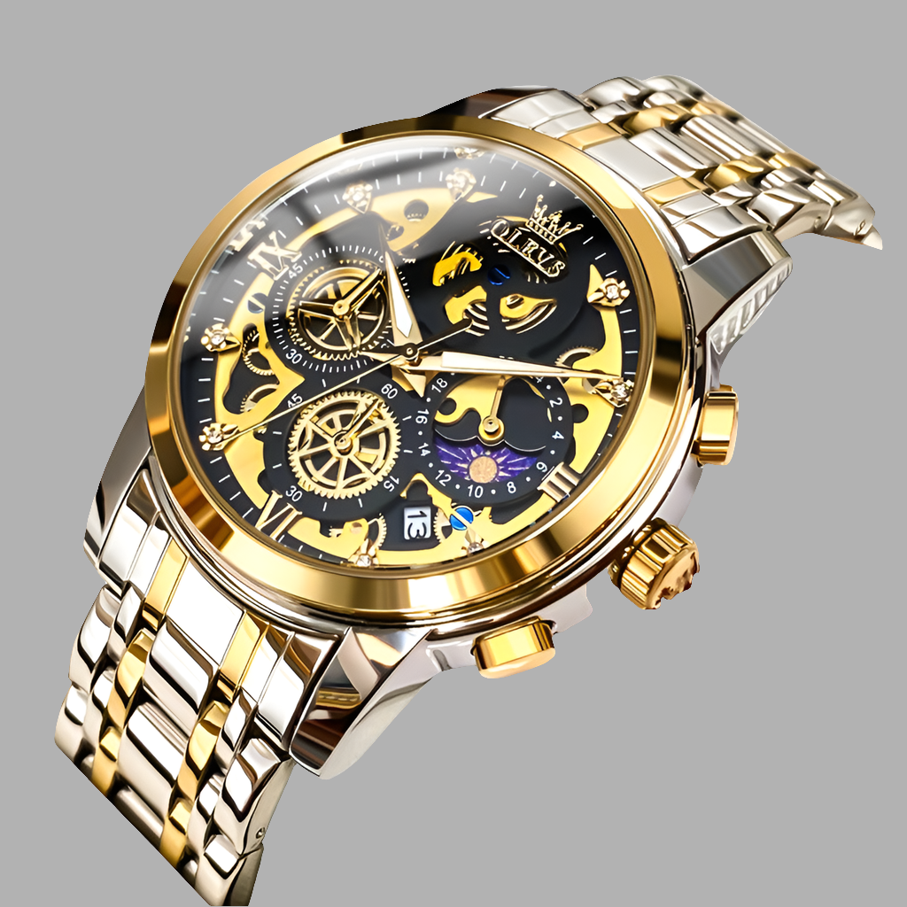 Oulishi Brand Watch Hollow Watch Plate Single Calendar Quartz Watch Men&#039;s Watch Men&#039;s Watch