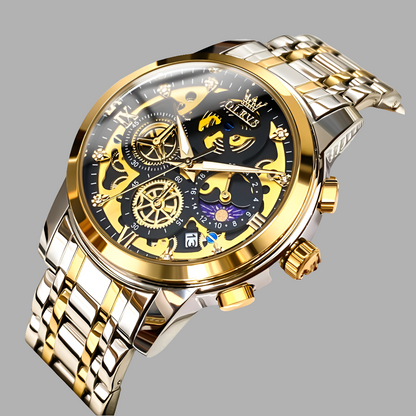 Oulishi Brand Watch Hollow Watch Plate Single Calendar Quartz Watch Men&#039;s Watch Men&#039;s Watch